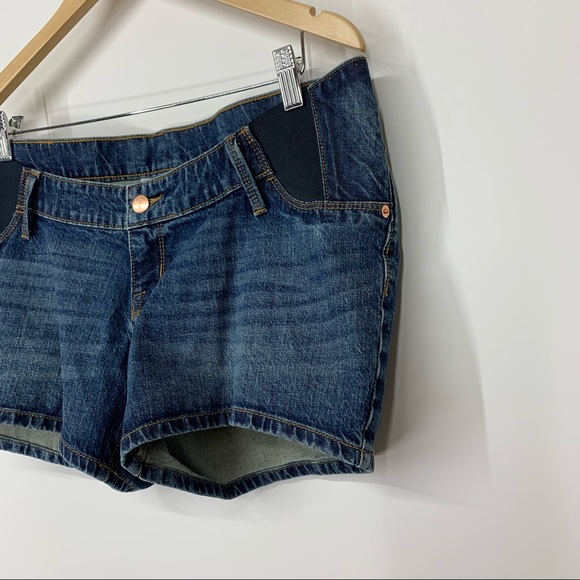 Isabel Maternity Expandable Side Panel Blue Jean Midi Shorts New Nwt Size 6 - Picture 5 of 15